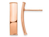 14K Rose Pink Gold Drop Flat Curved Stick Post Earrings